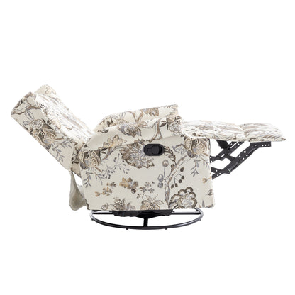 Poltrona reclinabile girevole manuale in lino con poggiapiedi