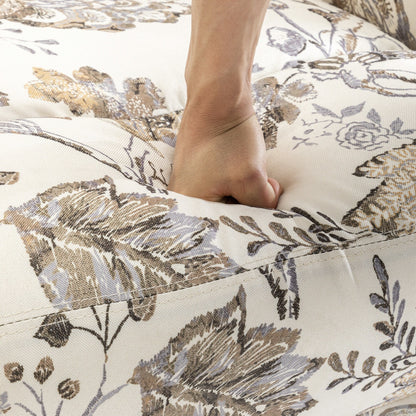 Poltrona reclinabile girevole manuale in lino con poggiapiedi