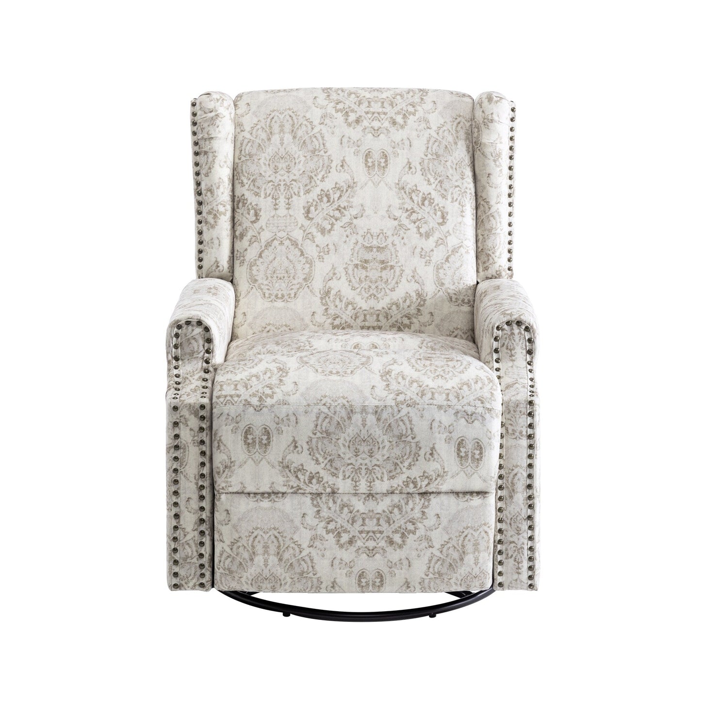 Poltrona reclinabile girevole manuale in lino con poggiapiedi