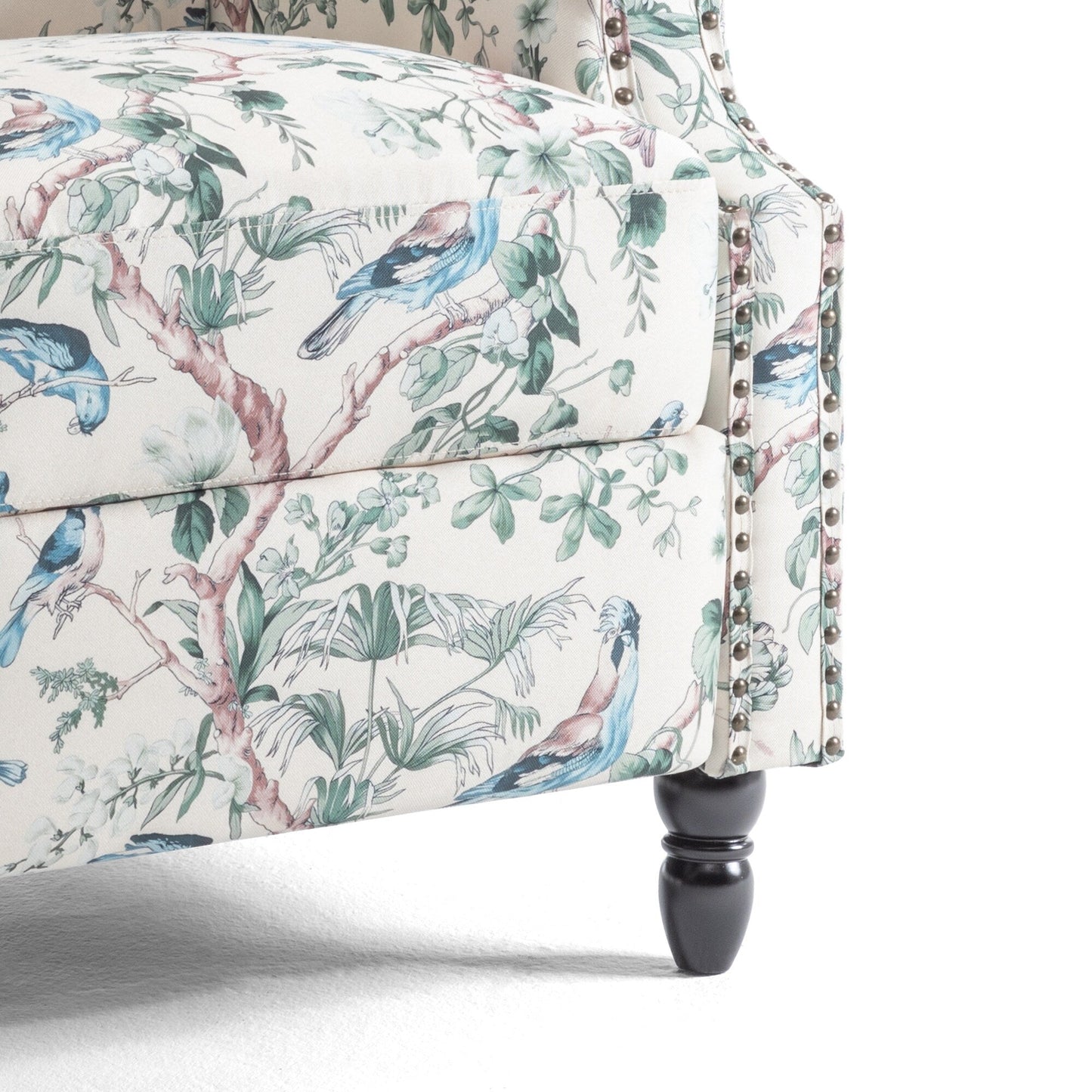 Poltrona reclinabile manuale imbottita in lino con gambe in legno