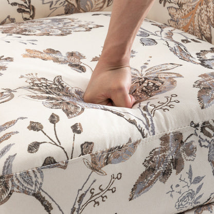 Poltrona reclinabile manuale imbottita in lino con gambe in legno