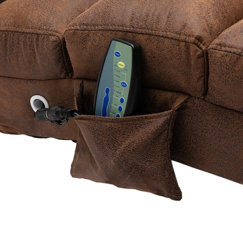 Poltrona reclinabile massaggiante in lino con telecomando, poltrona reclinabile massaggiante elettrica ergonomica, 5 modalità