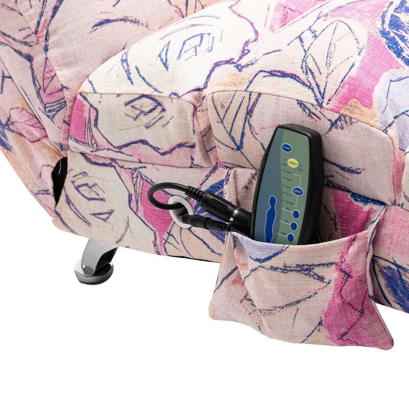 Poltrona reclinabile massaggiante in lino con telecomando, poltrona reclinabile massaggiante elettrica ergonomica, 5 modalità