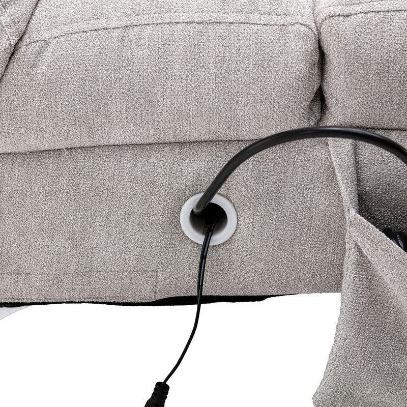 Poltrona reclinabile massaggiante in lino con telecomando, poltrona reclinabile massaggiante elettrica ergonomica, 5 modalità