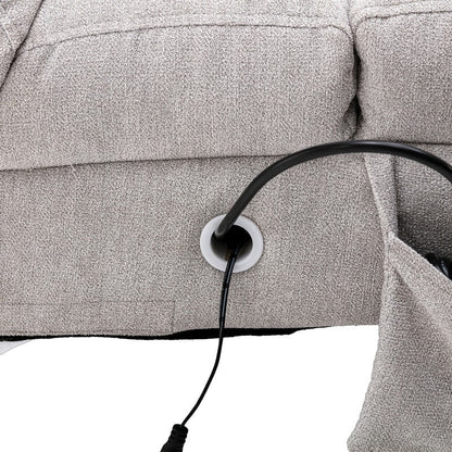 Poltrona reclinabile massaggiante in lino con telecomando, poltrona reclinabile massaggiante elettrica ergonomica, 5 modalità