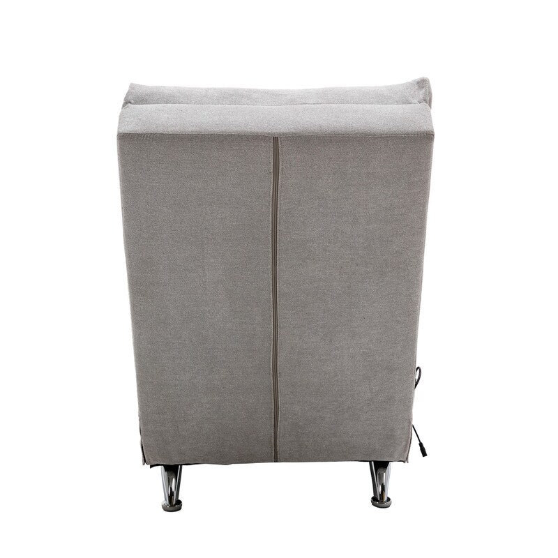 Poltrona reclinabile massaggiante in lino con telecomando, poltrona reclinabile massaggiante elettrica ergonomica, 5 modalità