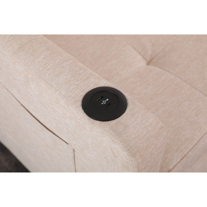 Poltrona reclinabile in lino, letto estraibile, poltrona pieghevole, poltrona trasformabile con USB, portabicchieri e tasche laterali