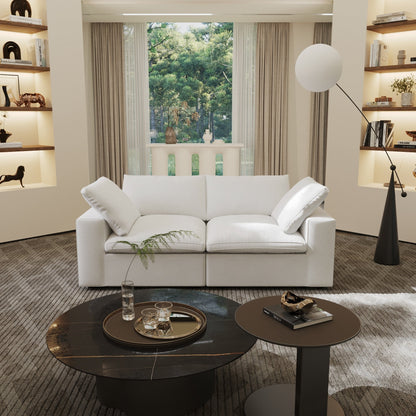 Divano componibile in lino, divano moderno imbottito a due posti