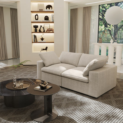 Divano componibile in lino, divano moderno imbottito a due posti