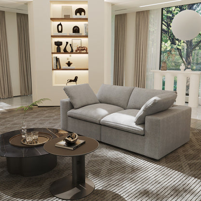 Divano componibile in lino, divano moderno imbottito a due posti