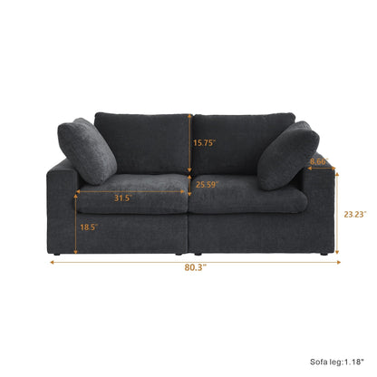 Divano componibile in lino, divano moderno imbottito a due posti