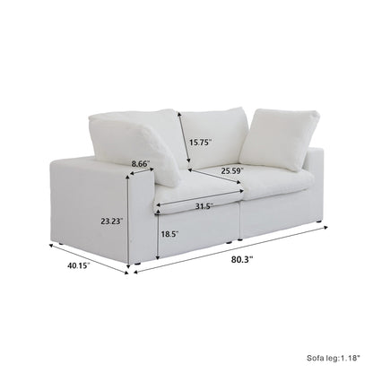 Divano componibile in lino, divano moderno imbottito a due posti