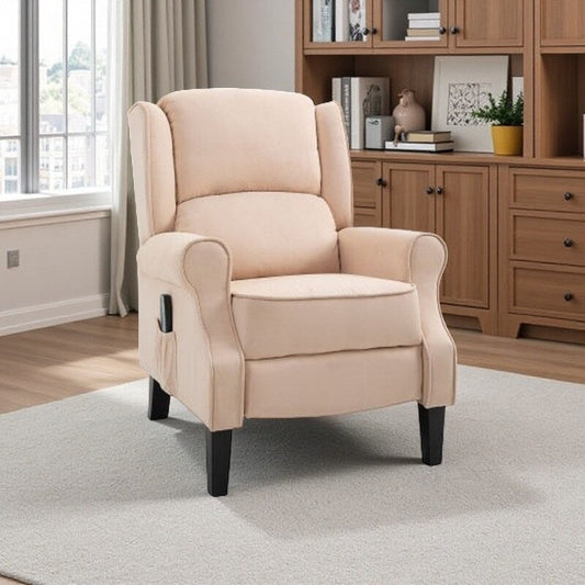 Divano reclinabile rivestito in lino con riscaldamento e doppi motori massaggianti, reclinazione manuale e telecomando