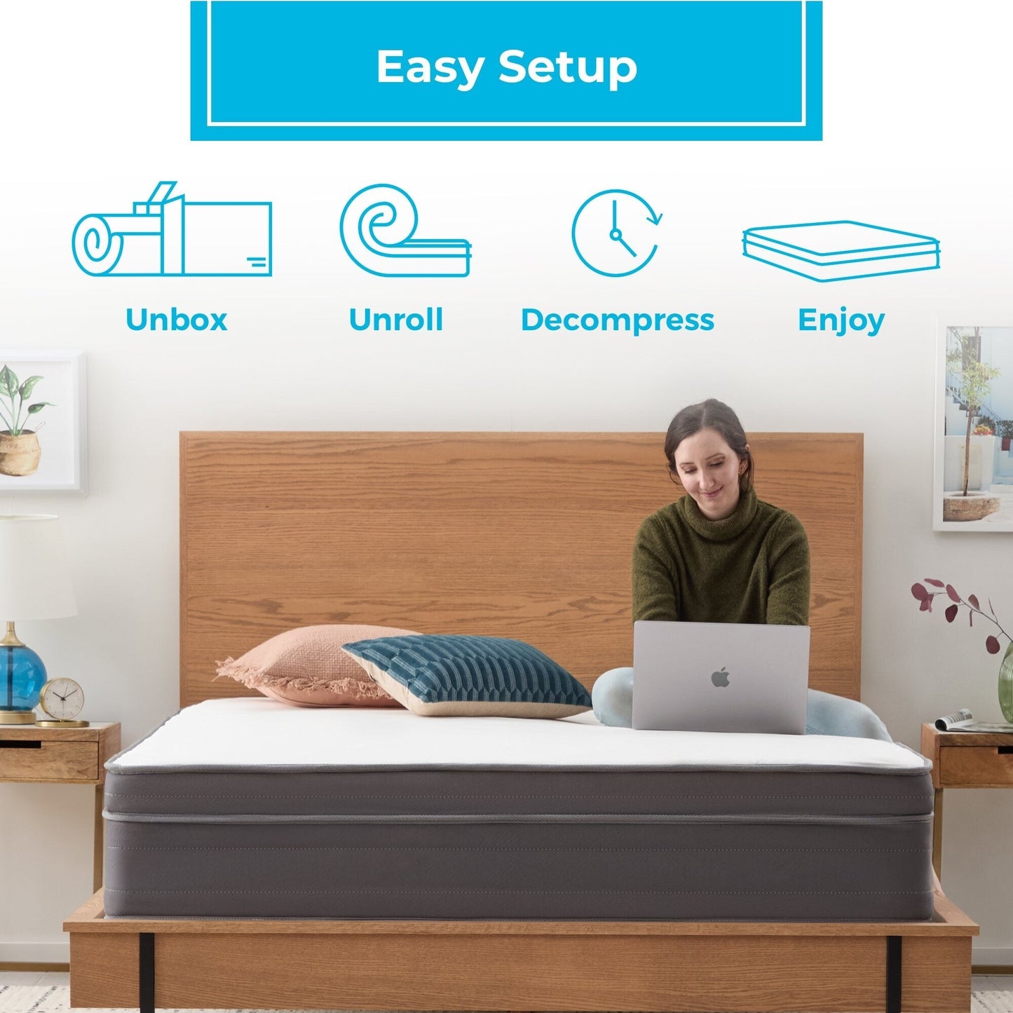 Materasso ibrido in memory foam in gel morbido Linenspa da 12 pollici