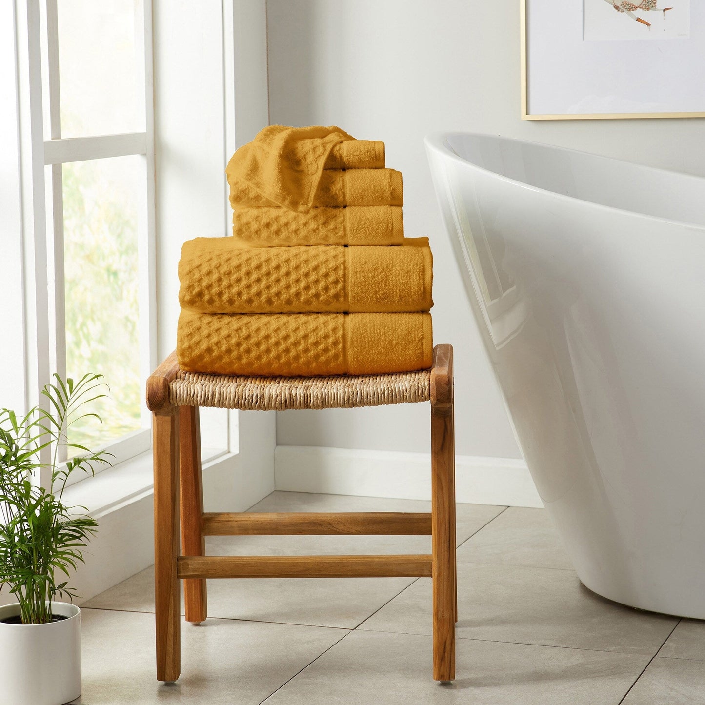 Asciugamani da bagno in cotone con trama a nido d'ape Linery &amp; Co.