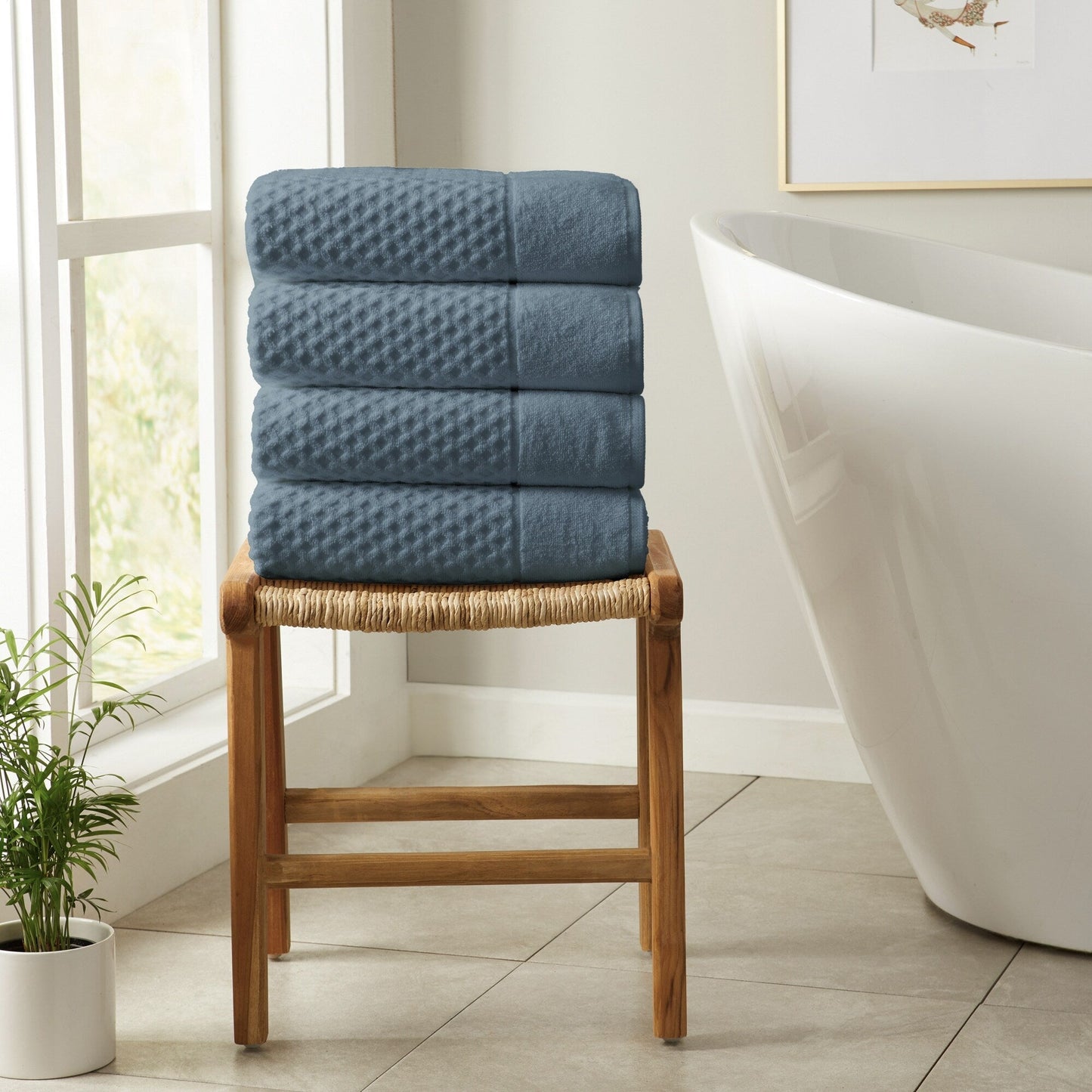 Asciugamani da bagno in cotone con trama a nido d'ape Linery &amp; Co.