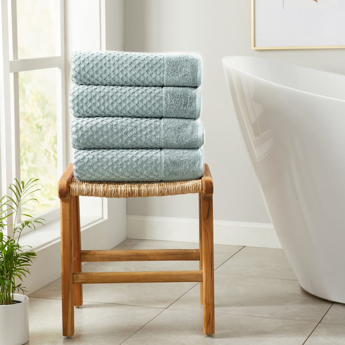 Asciugamani da bagno in cotone con trama a nido d'ape Linery &amp; Co.