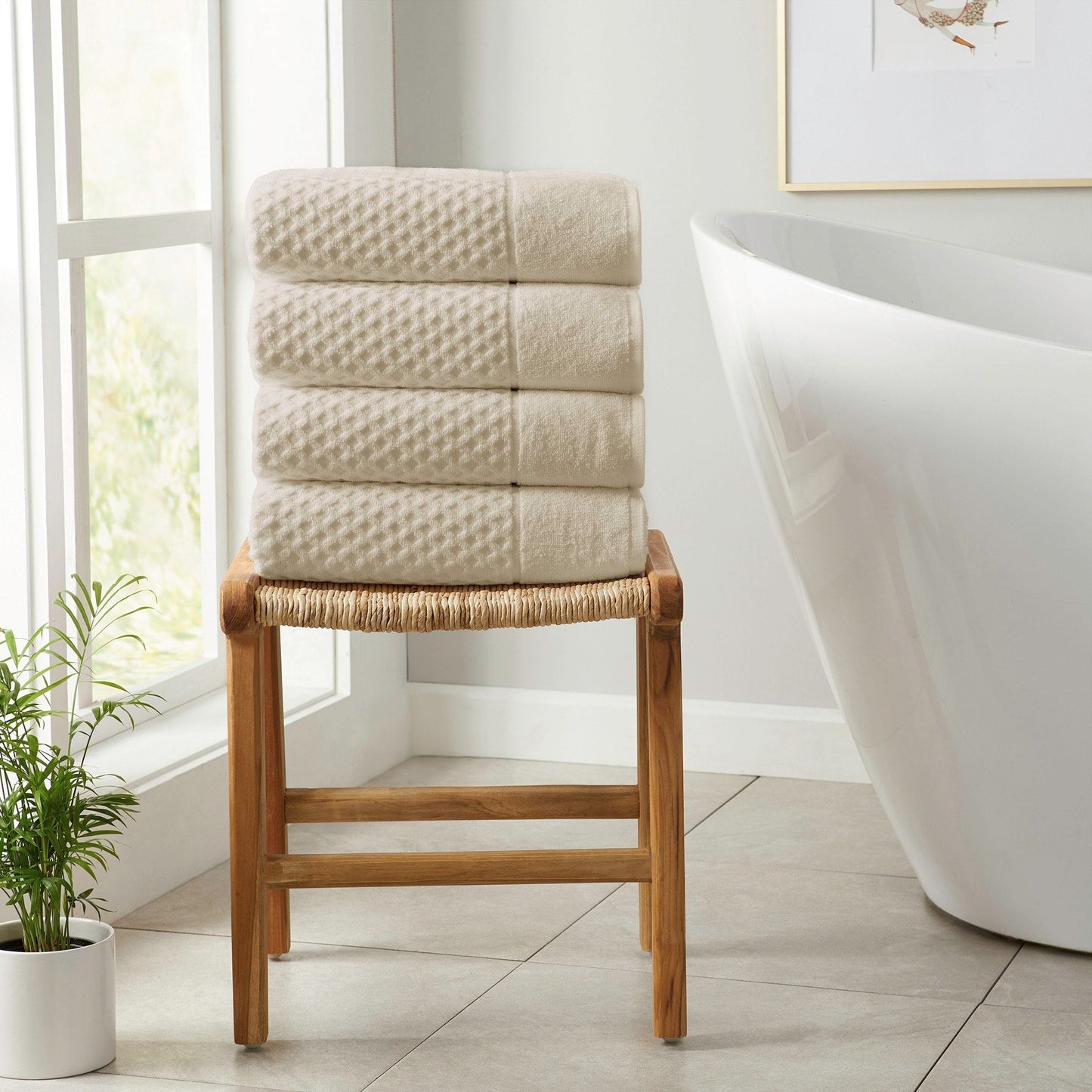 Asciugamani da bagno in cotone con trama a nido d'ape Linery &amp; Co.