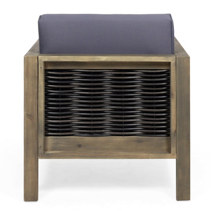 Poltrona da esterno Linwood in legno di acacia con dettagli in vimini (set da 2) di Christopher Knight Home