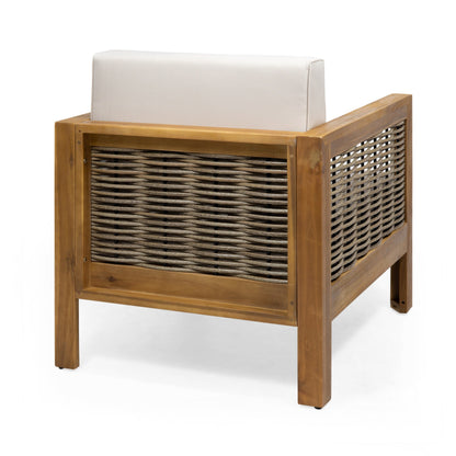 Poltrona da esterno Linwood in legno di acacia con dettagli in vimini (set da 2) di Christopher Knight Home