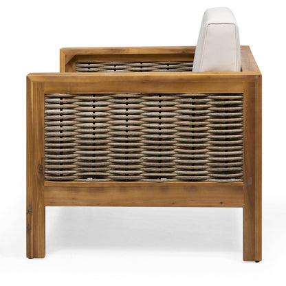 Poltrona da esterno Linwood in legno di acacia con dettagli in vimini (set da 2) di Christopher Knight Home