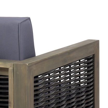 Poltrona da esterno Linwood in legno di acacia con dettagli in vimini (set da 2) di Christopher Knight Home