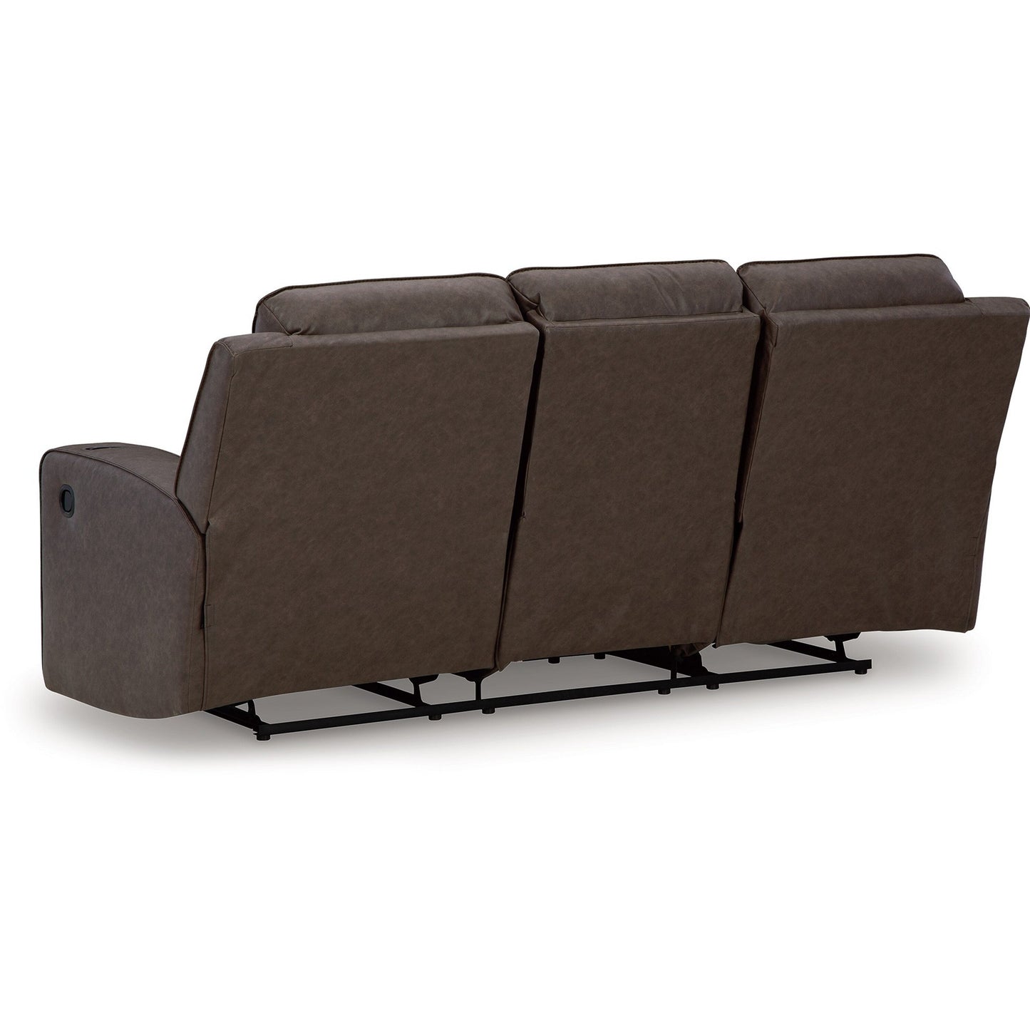 Divano reclinabile manuale Livie, USB, tavolo 87 pollici in similpelle marrone grigio