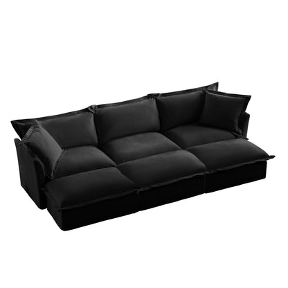 Divano per soggiorno, divano foderato, divano a 3 posti con 3 pouf, divano letto oversize a 3 posti, divano per home theater, ciniglia