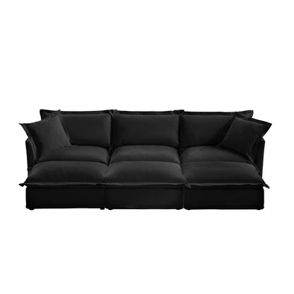 Divano per soggiorno, divano foderato, divano a 3 posti con 3 pouf, divano letto oversize a 3 posti, divano per home theater, ciniglia
