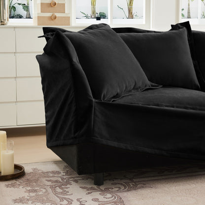 Divano per soggiorno, divano foderato, divano a 3 posti con 3 pouf, divano letto oversize a 3 posti, divano per home theater, ciniglia
