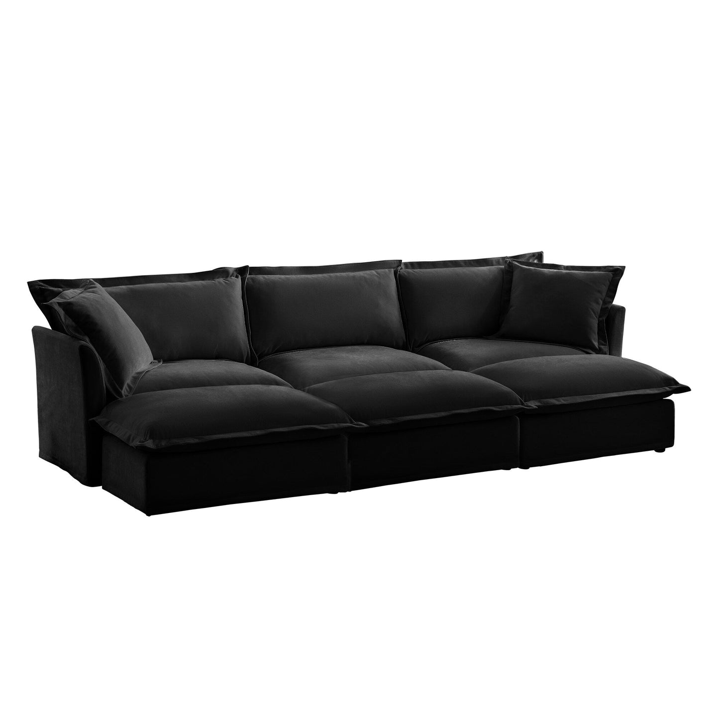Divano per soggiorno, divano foderato, divano a 3 posti con 3 pouf, divano letto oversize a 3 posti, divano per home theater, ciniglia