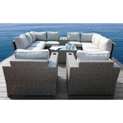Living Source International Chelsea Grey Wicker e alluminio - Set da salotto componibile da conversazione da 12 pezzi
