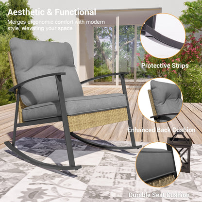 Livoosun set da bistrot a dondolo da 3 pezzi per patio, mobili da esterno per veranda, set di 2 sedie da patio con tavolino laterale per giardino