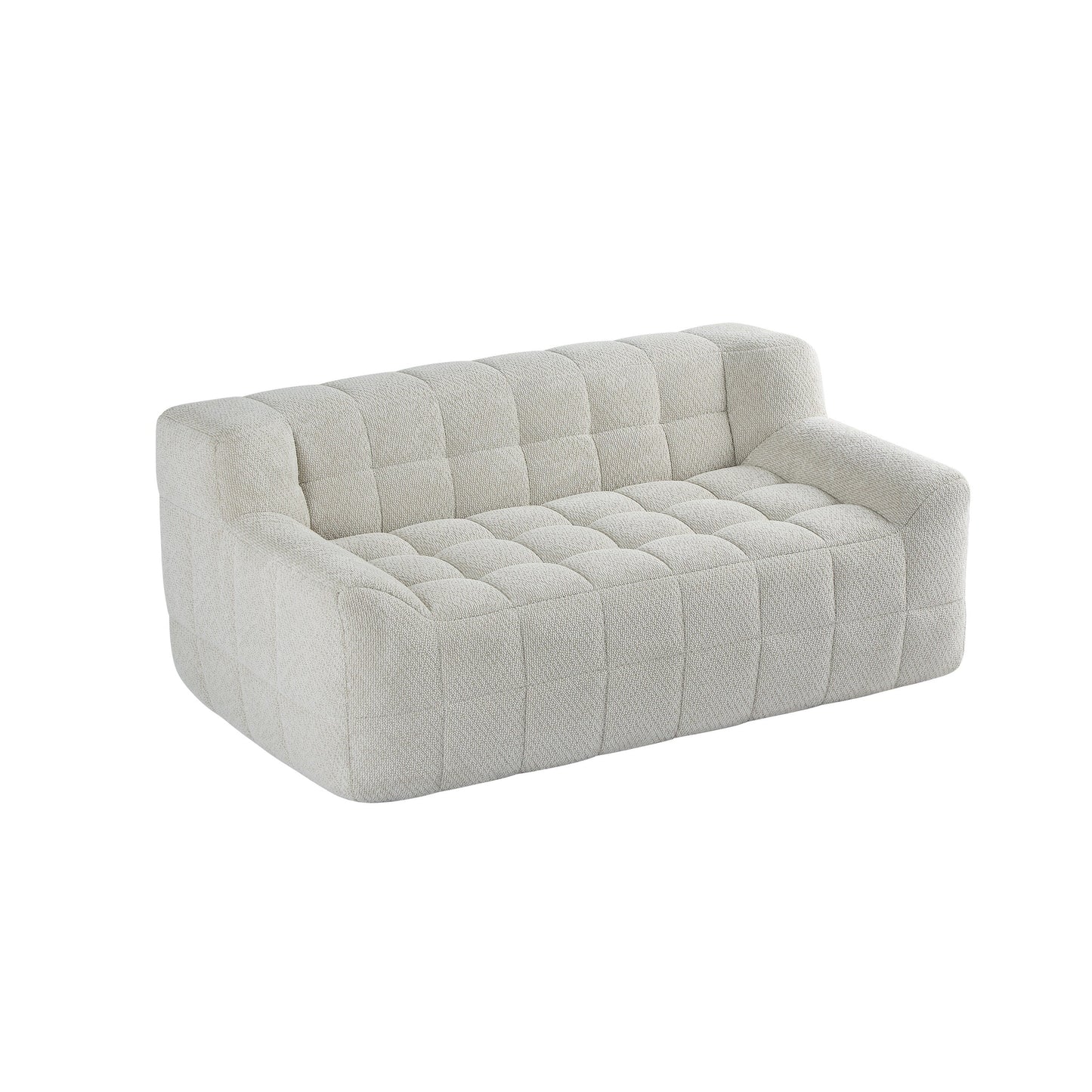 Divano a 2 posti Liyasi a compressione completa in velluto beige litchi, nessun montaggio richiesto