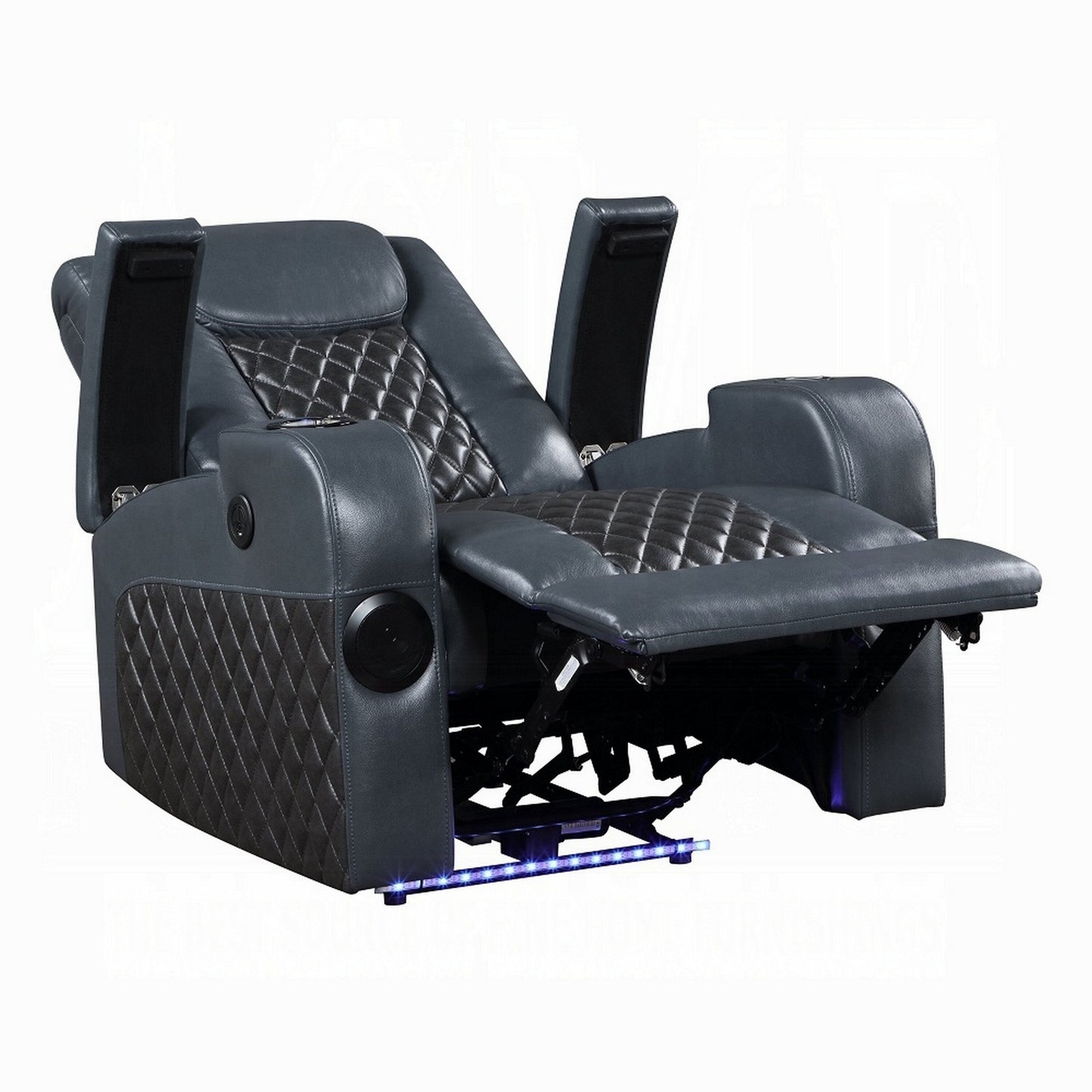 Poltrona reclinabile Liza Power Motion, Bluetooth, similpelle grigia e nera