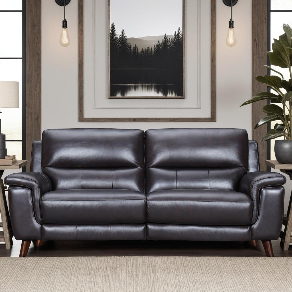 Divano reclinabile elettrico Lizette 78 in pelle grigio tortora o marrone con USB