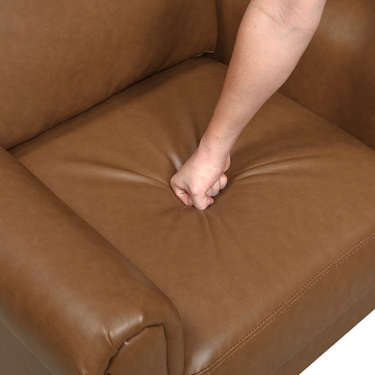 Divano Lo con braccioli arrotolati, finta pelle marrone di metà secolo, 79 pollici