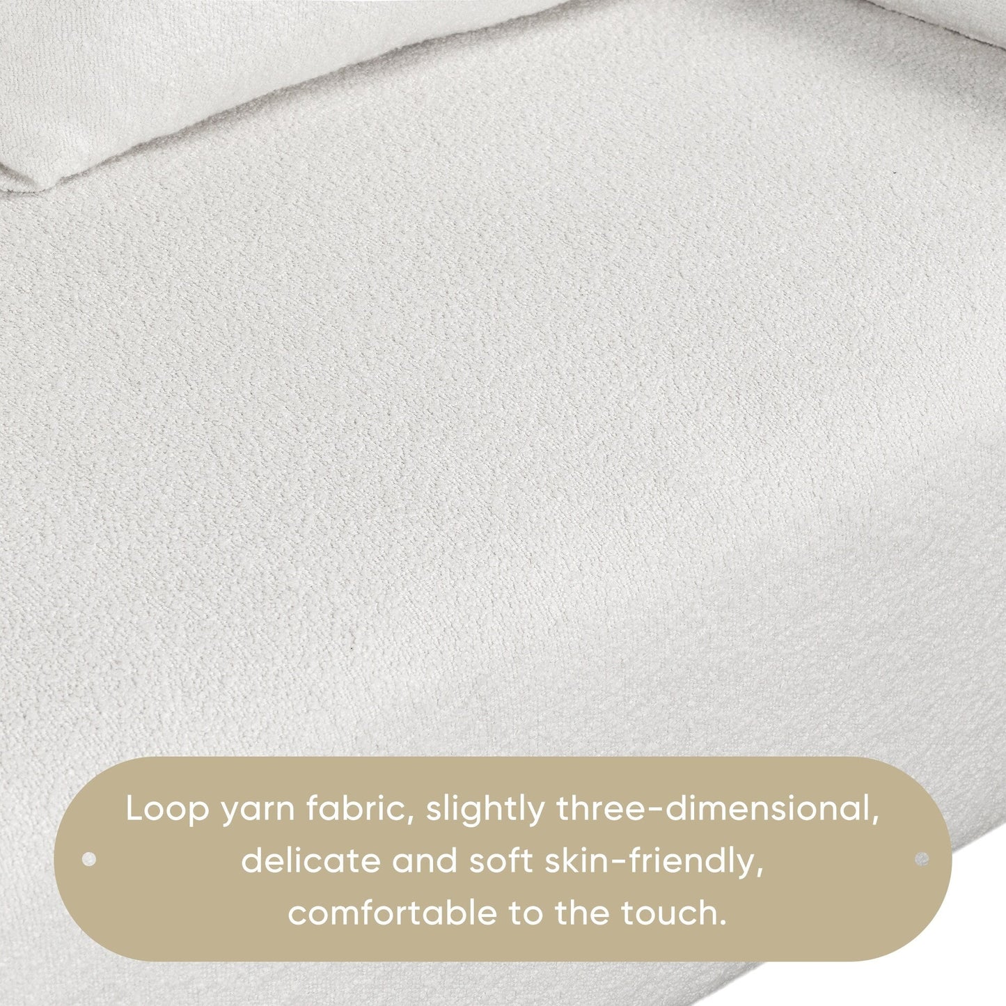 Divano in tessuto Loop Yarn, struttura della seduta monoblocco, divano minimalista da 2-3 posti facile da installare, divani a due posti con braccioli a cupola extra larghi