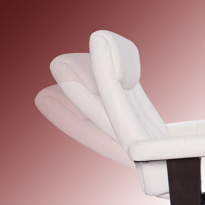 Poltrona girevole in pelle con poggiapiedi abbinato