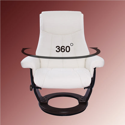 Poltrona girevole in pelle con poggiapiedi abbinato