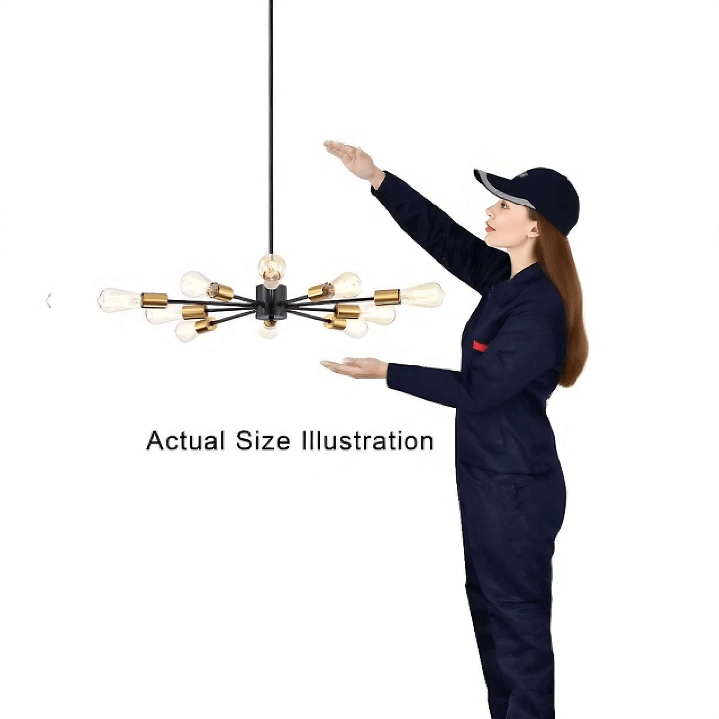 Lampadario Lorena Sputnik a 10 luci nero antico e oro metallizzato