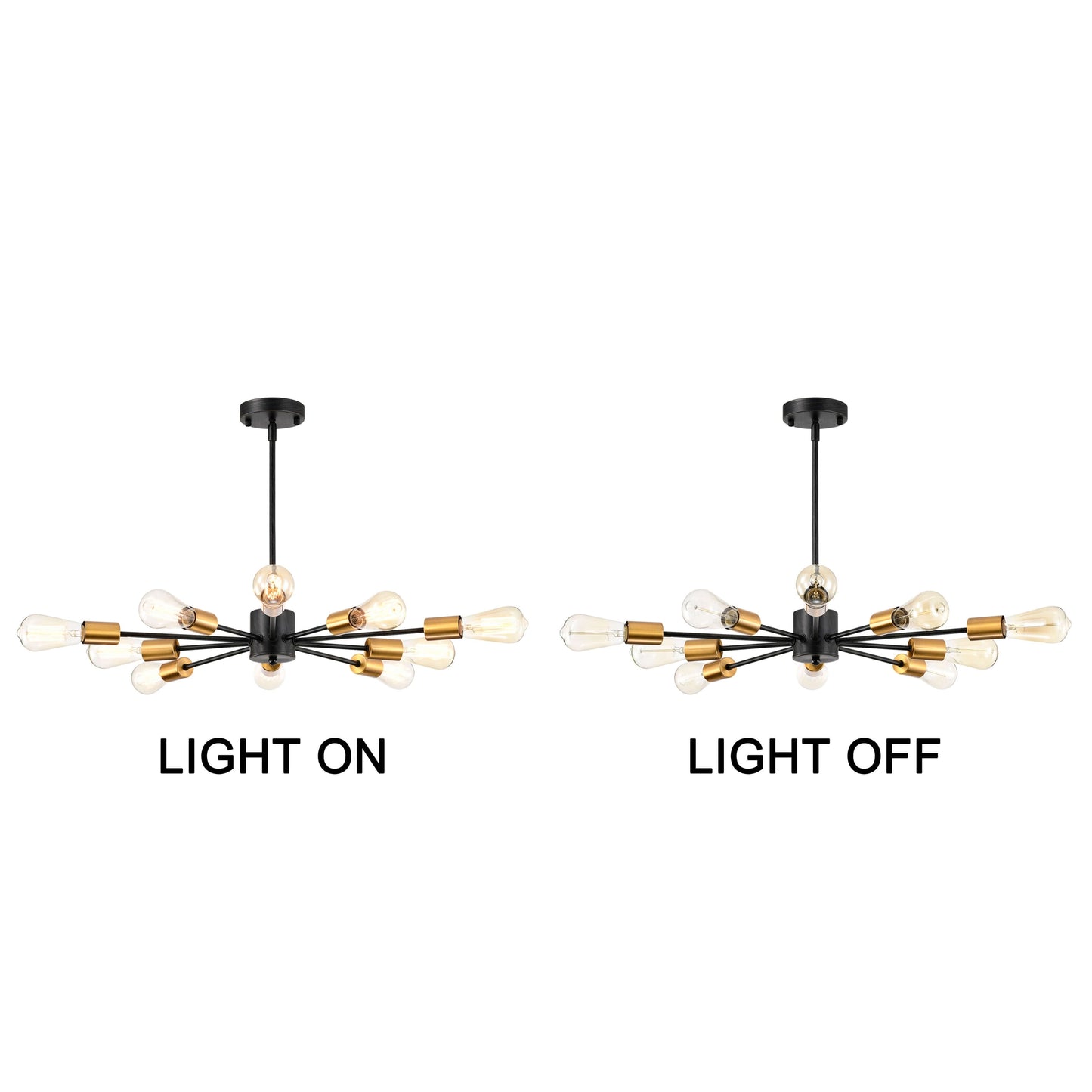 Lampadario Lorena Sputnik a 10 luci nero antico e oro metallizzato