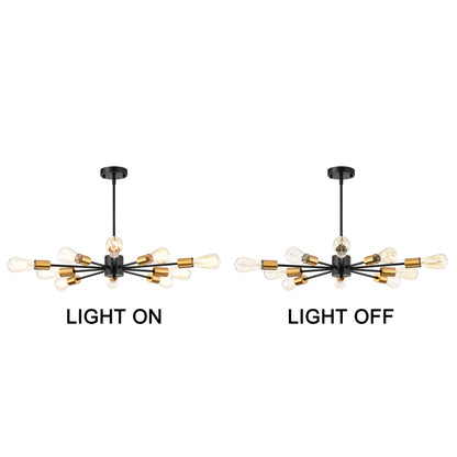 Lampadario Lorena Sputnik a 10 luci nero antico e oro metallizzato