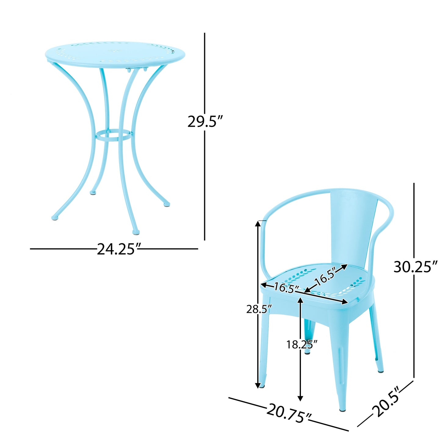 Set da bistrot da esterno Lourdes da 3 pezzi in ghisa di Christopher Knight Home