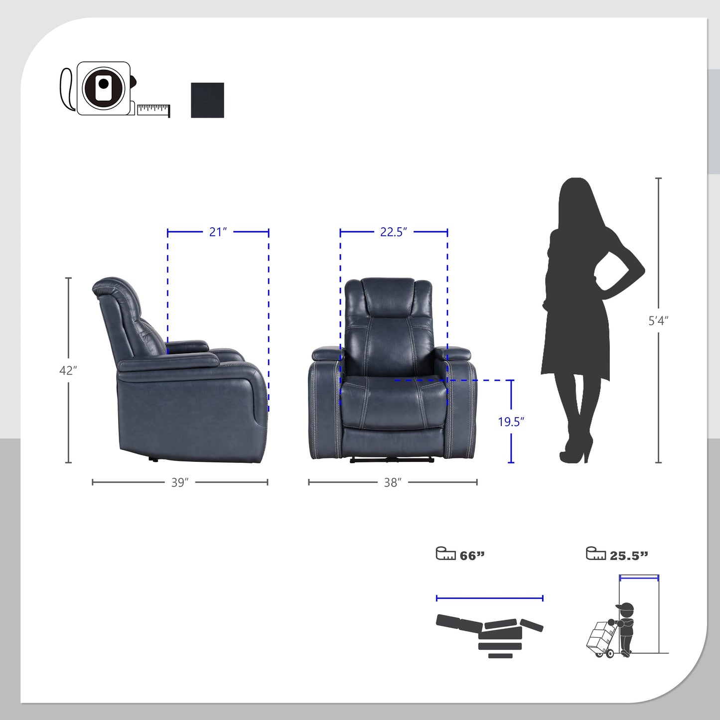 Poltrona reclinabile elettrica Lourical Leather Match