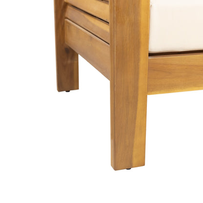 Set di divano a due posti e tavolino da caffè Louver in legno di acacia con cuscini di Christopher Knight Home