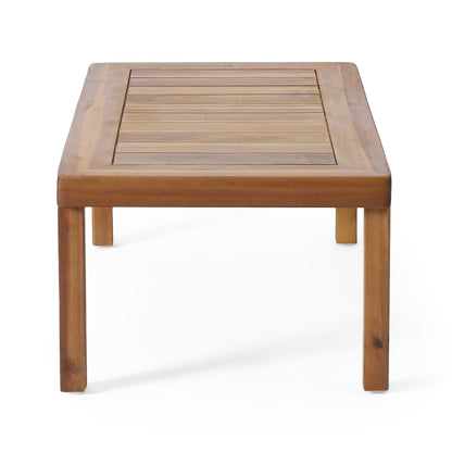 Set di divano a due posti e tavolino da caffè Louver in legno di acacia con cuscini di Christopher Knight Home