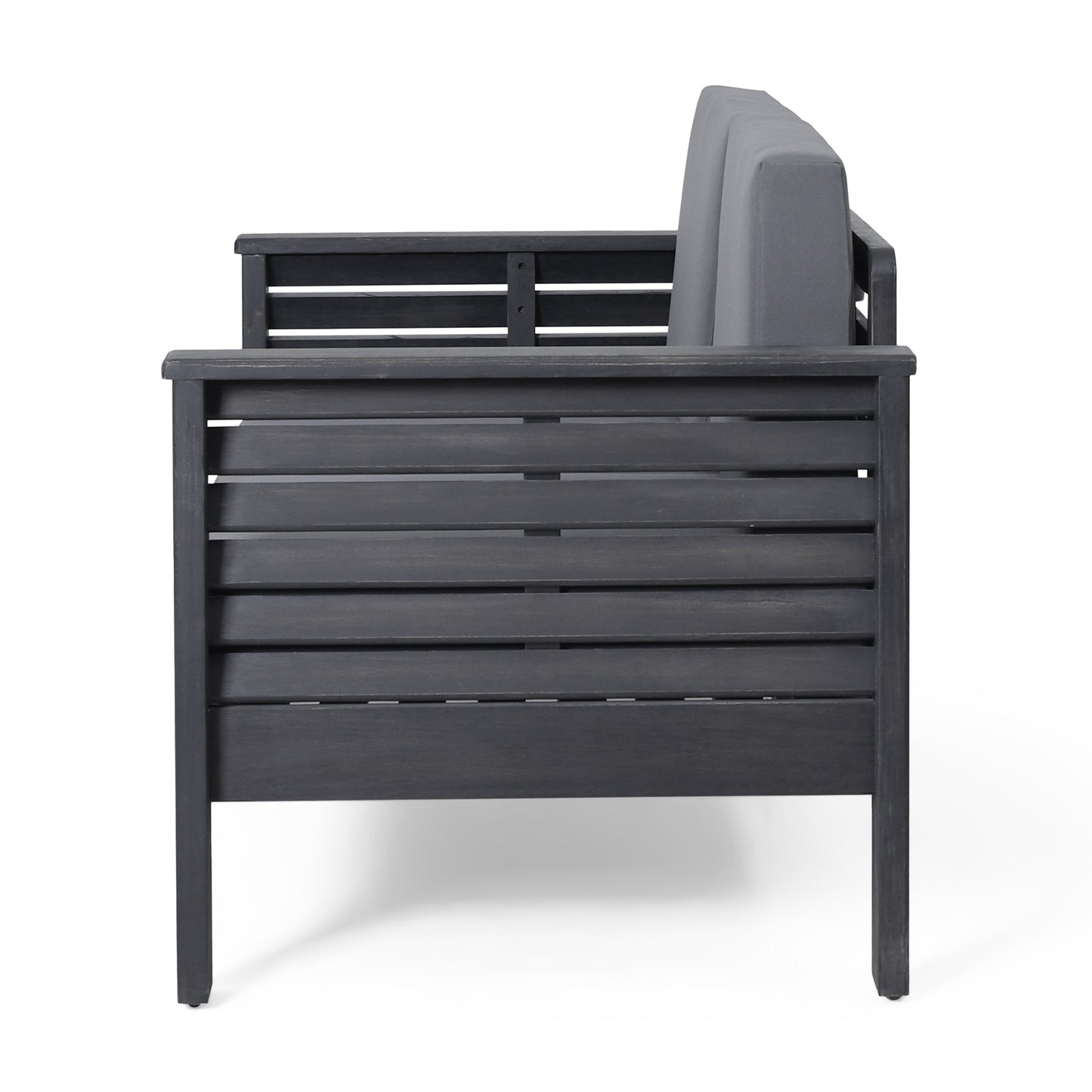 Set di divano a due posti e tavolino da caffè Louver in legno di acacia con cuscini di Christopher Knight Home