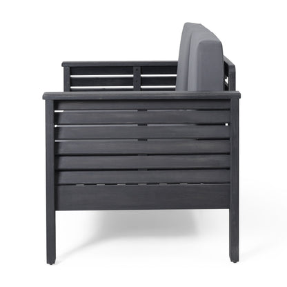 Set di divano a due posti e tavolino da caffè Louver in legno di acacia con cuscini di Christopher Knight Home