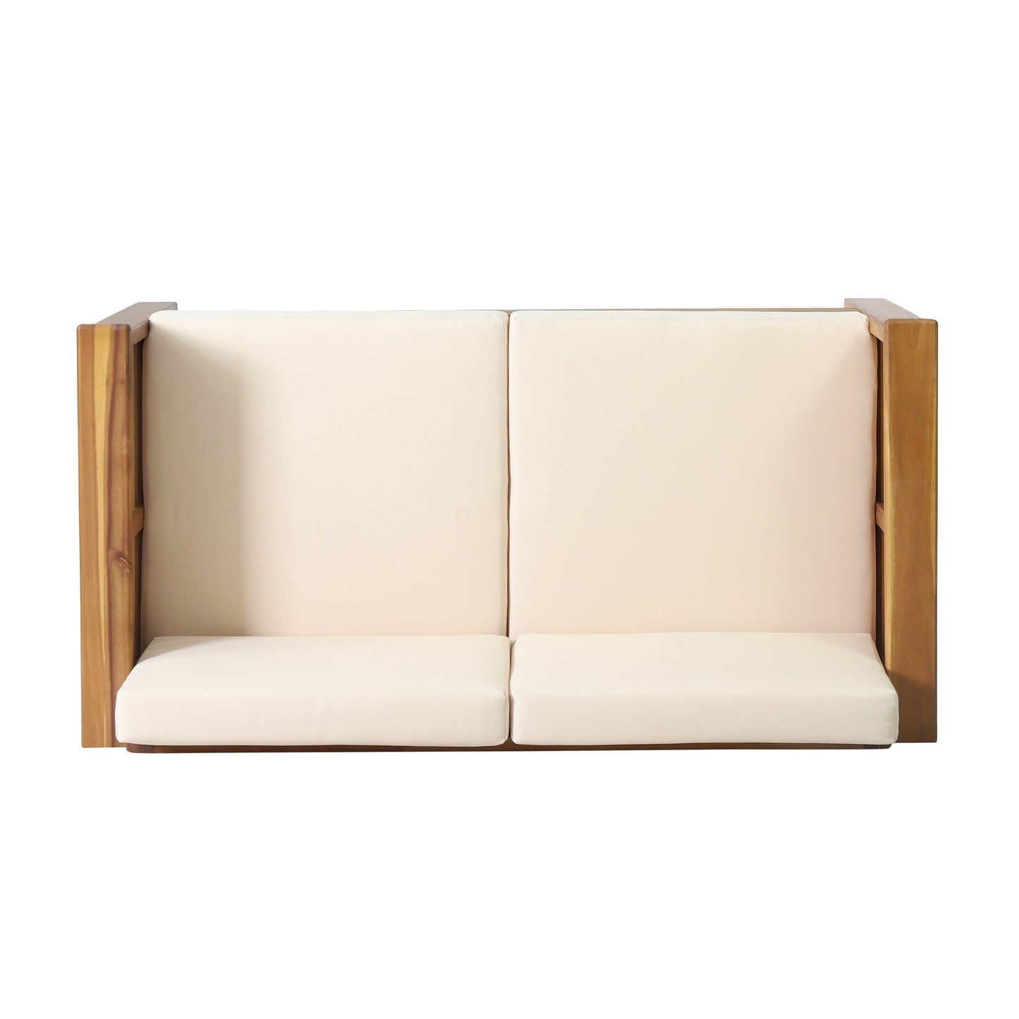 Set di divano a due posti e tavolino da caffè Louver in legno di acacia con cuscini di Christopher Knight Home